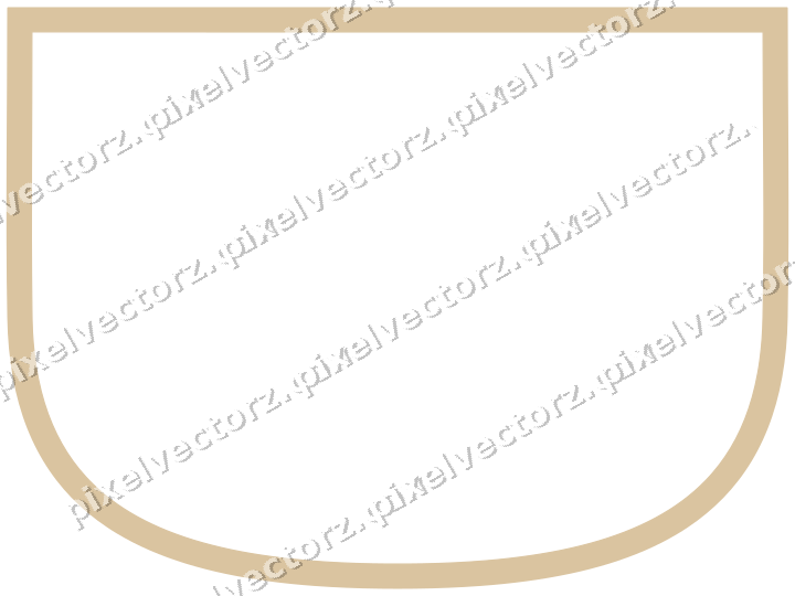 Decorative line art frame in amber and pale orange with shield