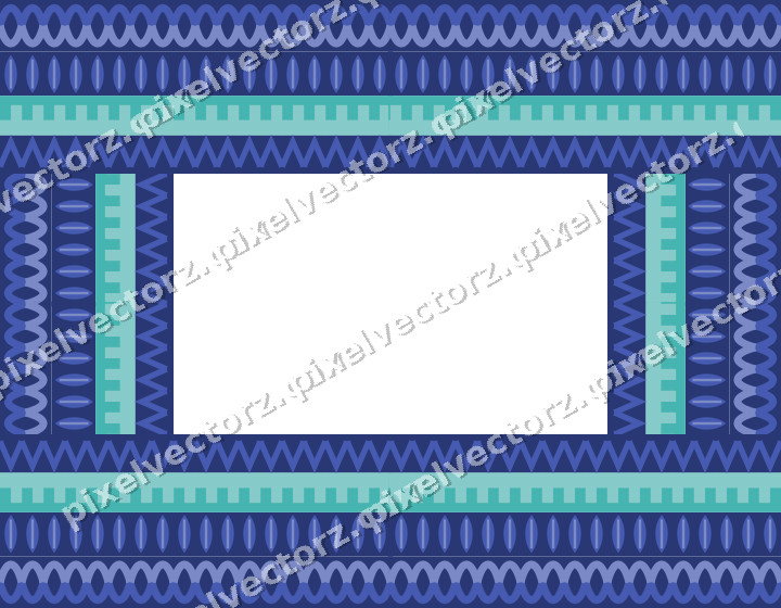 Decorative picture frame border in blue and cyan with step band