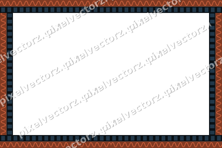 Decorative picture frame border in orange and cyan with wave band