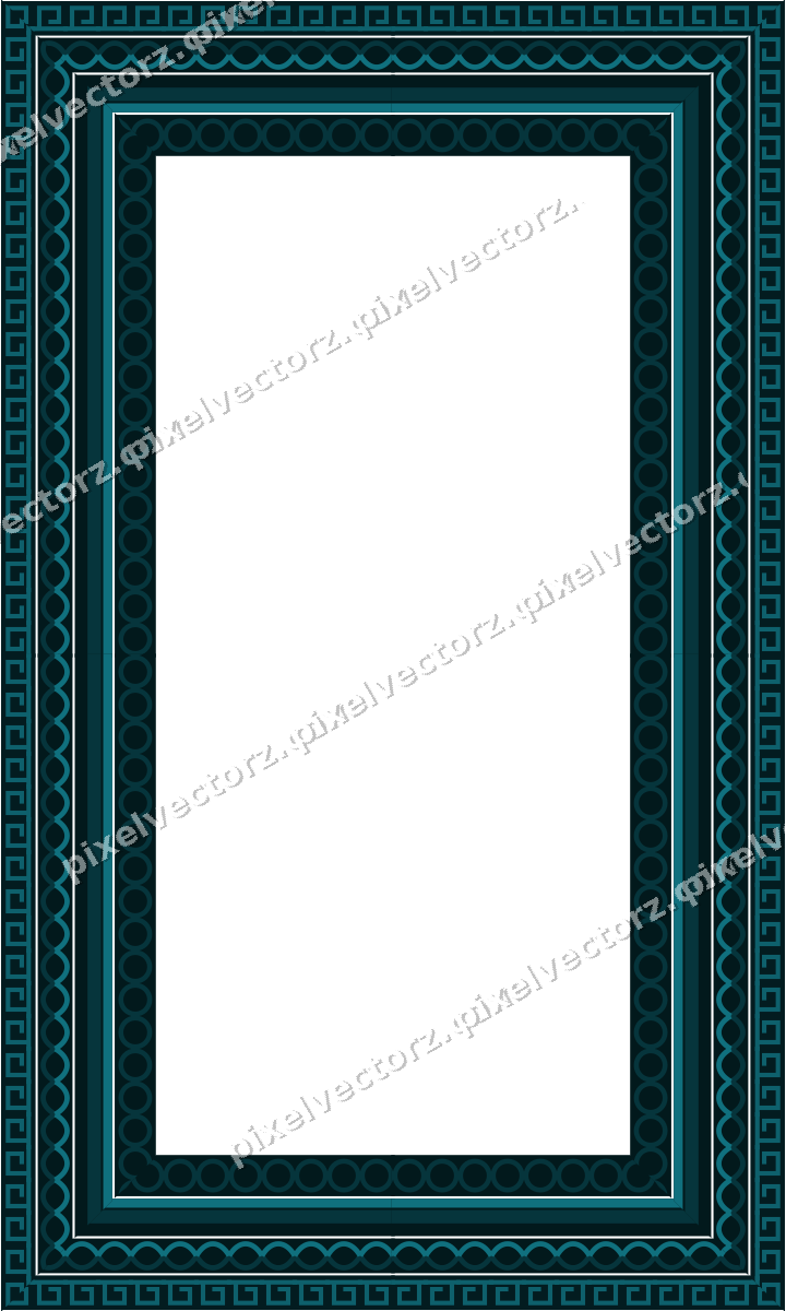 Decorative picture frame border in amber and dark teal with guilloche