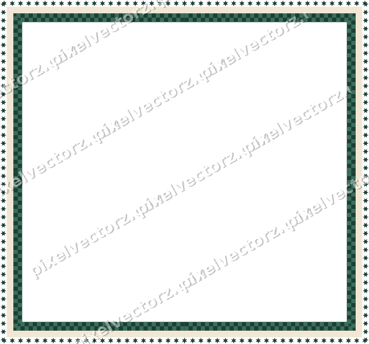 Decorative picture frame border in dark green and red with star band