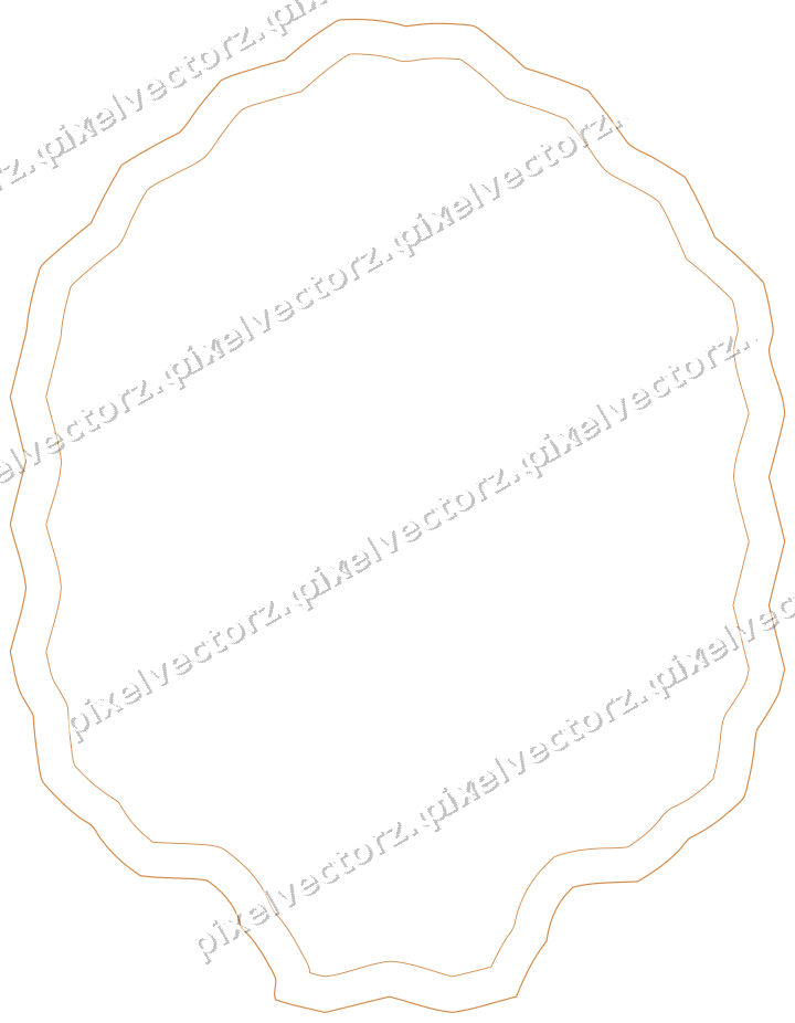 Decorative line art frame in orange and amber with label plaque