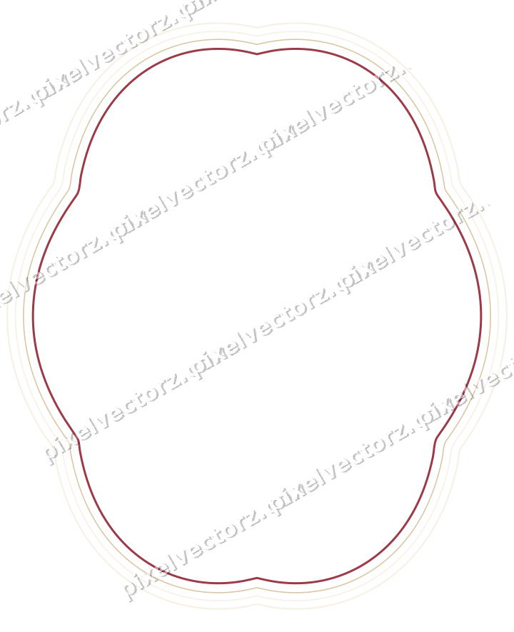 Decorative line art frame in dark pink and red with oval