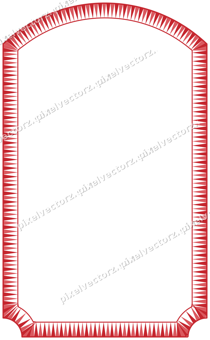 Decorative line art frame in dark green and red with label plaque