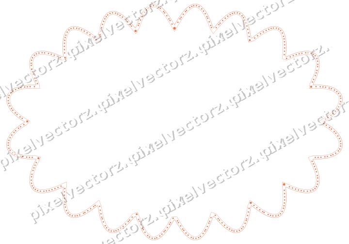 Decorative line art frame in red and orange with oval
