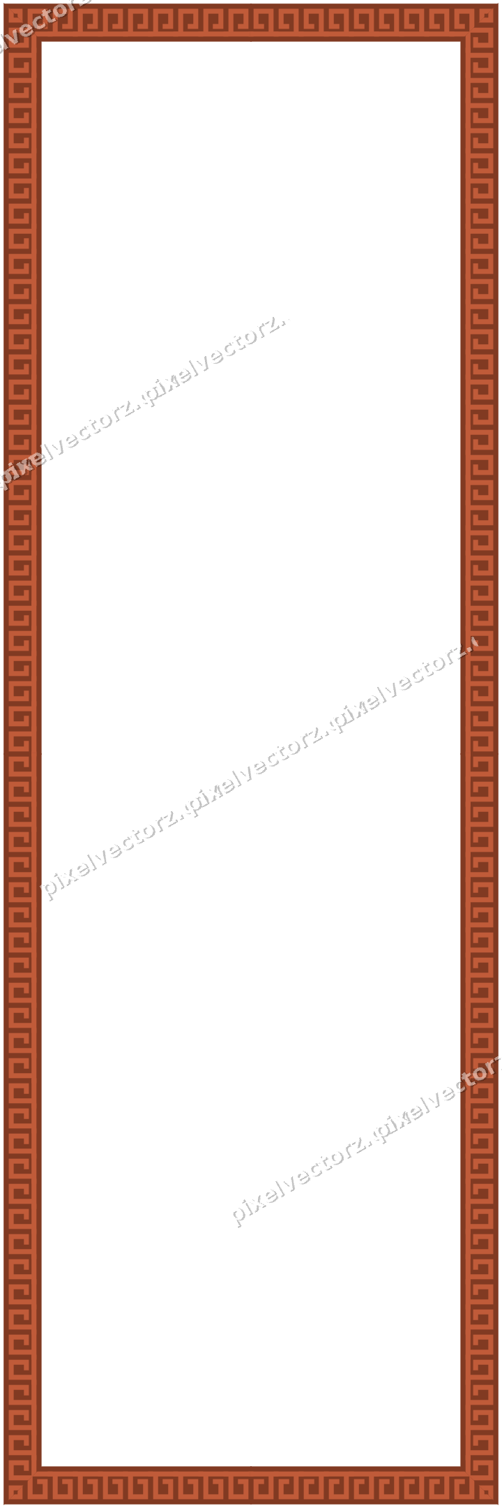 Decorative picture frame border in orange and cyan with greek key