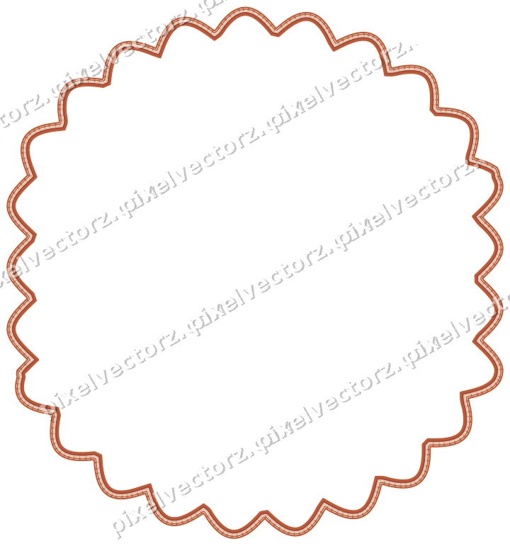 Decorative line art frame in orange and amber with label plaque