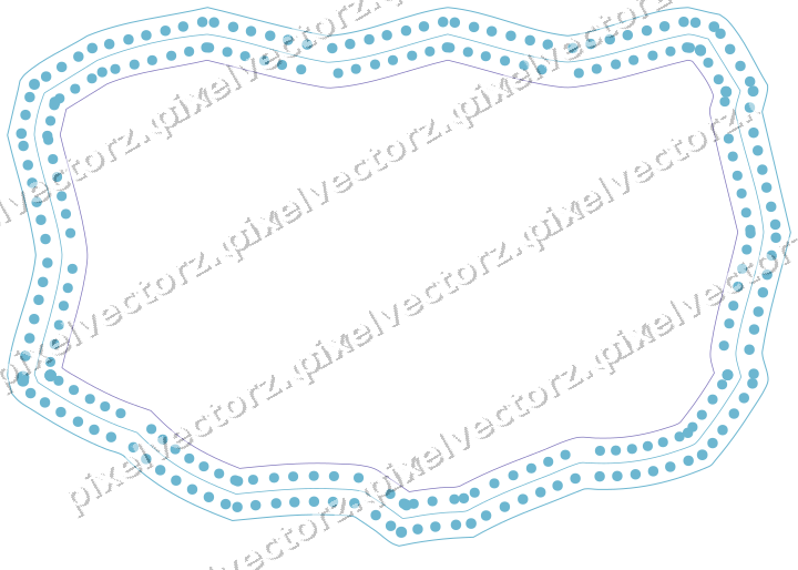 Decorative line art frame in blue and cyan with label plaque