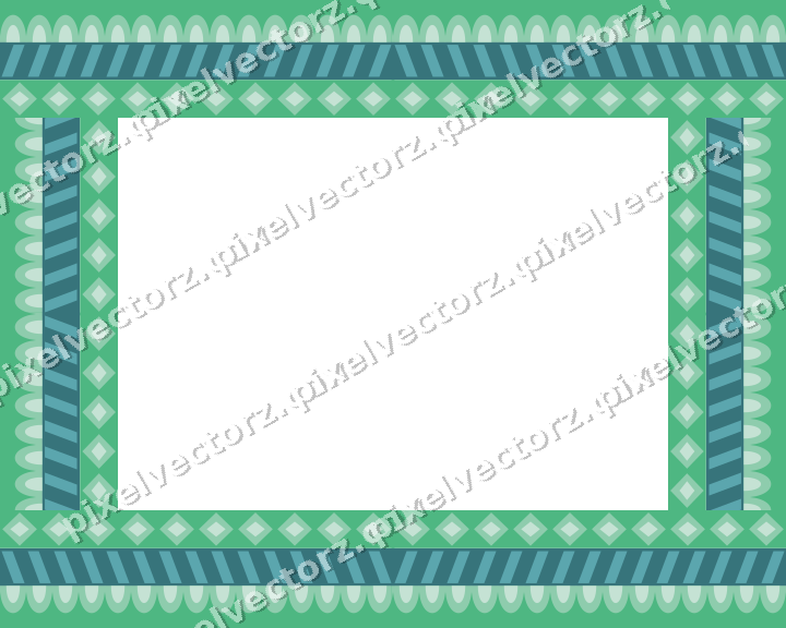 Decorative picture frame border in green and teal with diagonal band
