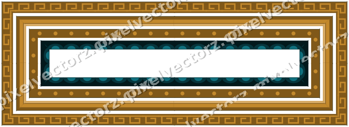 Decorative picture frame border in amber and dark teal with dot row