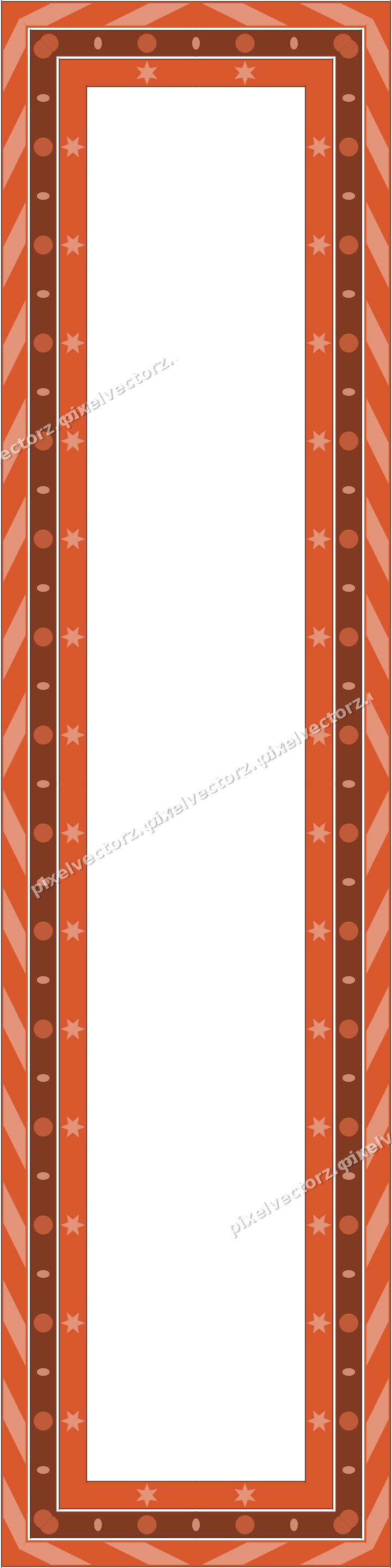 Decorative picture frame border in orange and cyan with diagonal band