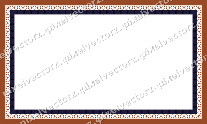 Decorative picture frame border in orange and blue with ring chain