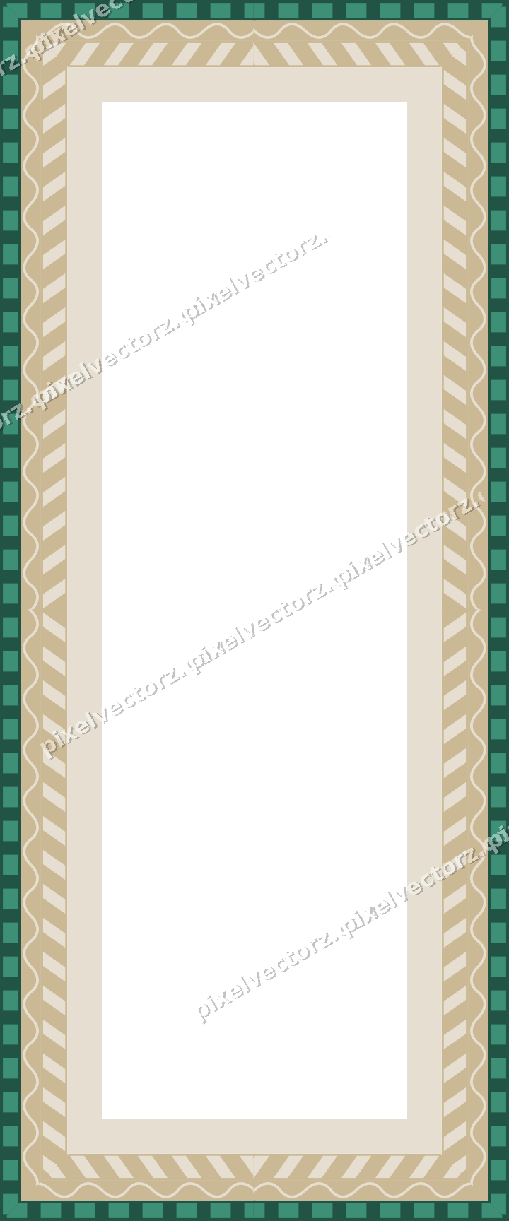 Decorative picture frame border in amber and green with dentil