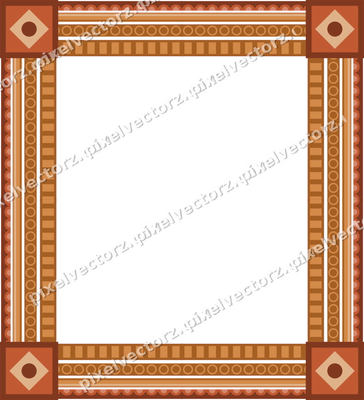 Decorative picture frame border in orange and amber with scale band