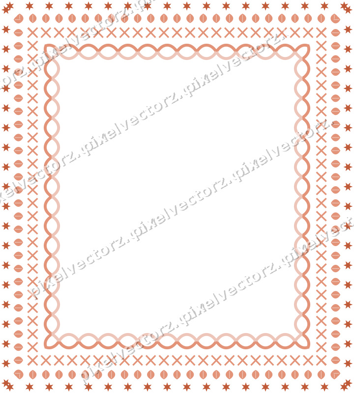 Decorative picture frame border in orange and cyan with leaf moulding