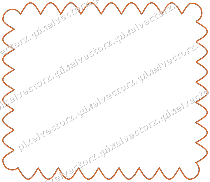 Decorative line art frame in dark blue and orange with label plaque