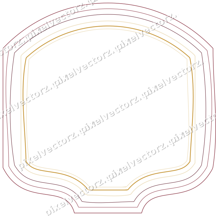 Decorative line art frame in dark pink and amber with label plaque