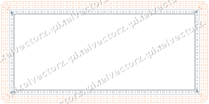 Decorative line art frame in blue and orange with label plaque