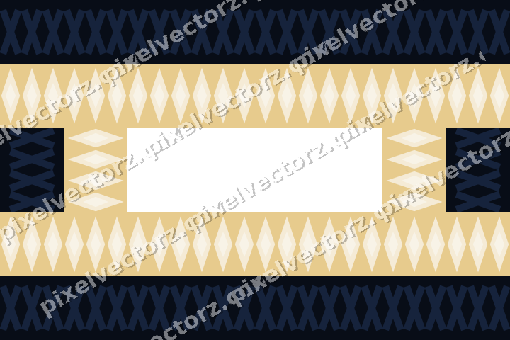 Decorative picture frame border in dark blue and amber with cross band