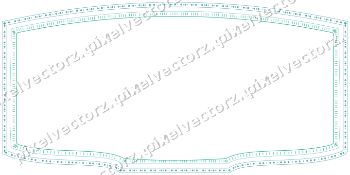Decorative line art frame in green and teal with label plaque