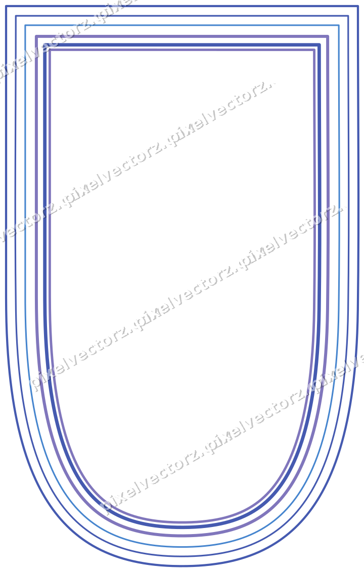 Decorative line art frame in blue and cyan with shield