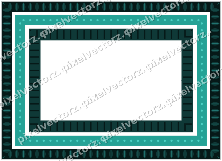 Decorative picture frame border in orange and teal with leaf moulding