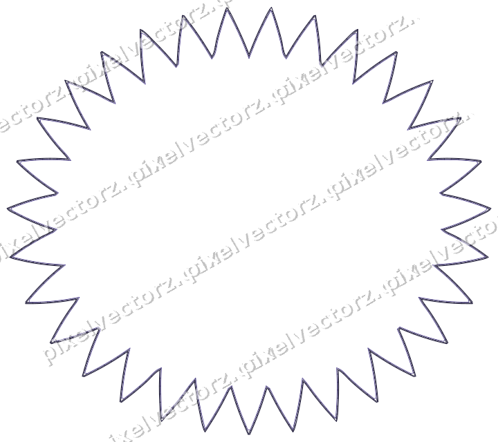 Decorative line art frame in orange and blue with oval and zigzag edge