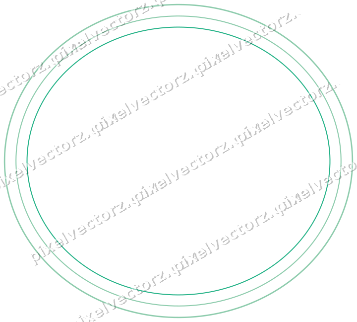 Decorative line art frame in green and teal with oval