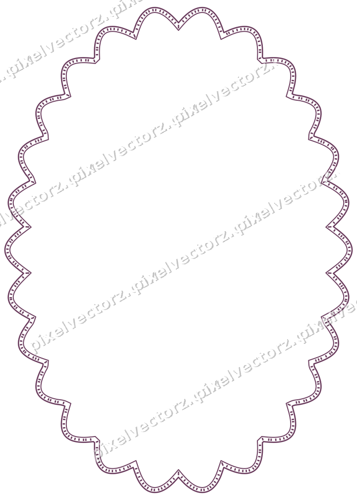 Decorative line art frame in dark magenta and amber with oval