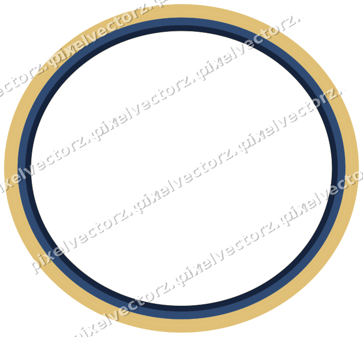 Decorative line art frame in dark blue and amber with oval