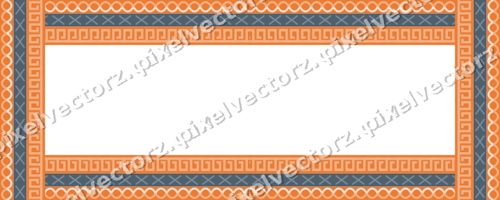 Decorative picture frame border in blue and orange with guilloche