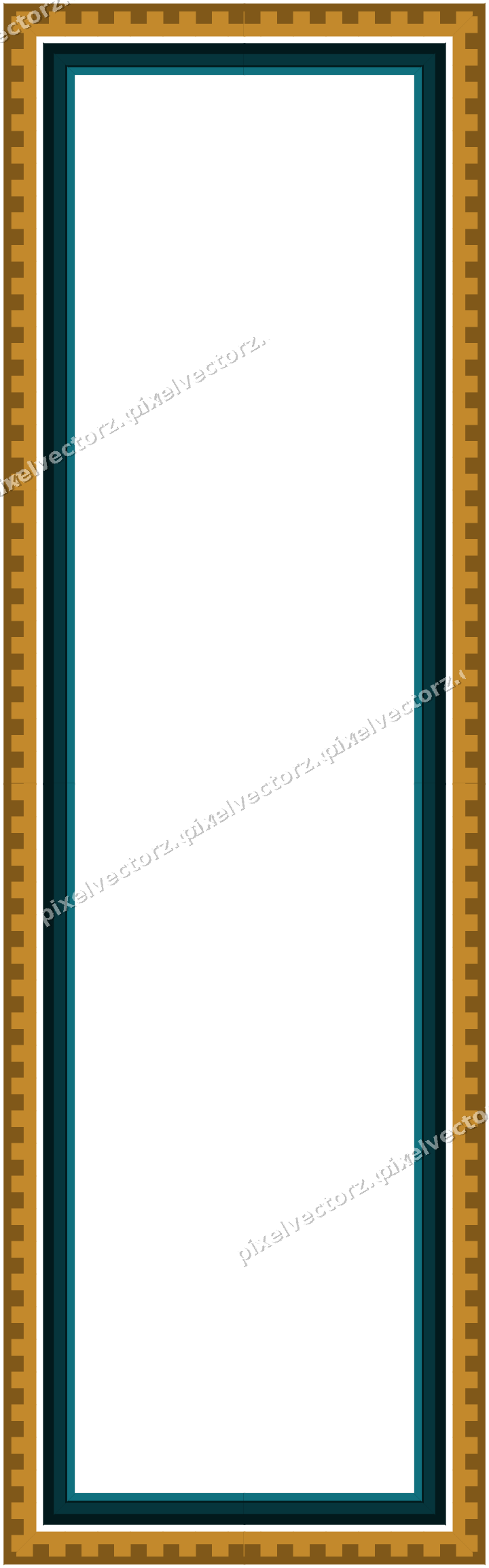 Decorative picture frame border in amber and dark teal with step band