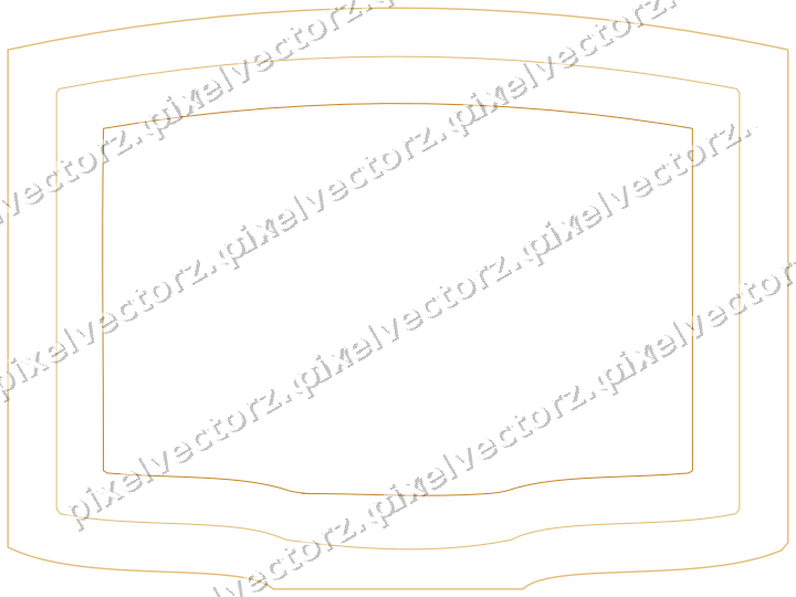 Decorative line art frame in amber and dark teal with label plaque
