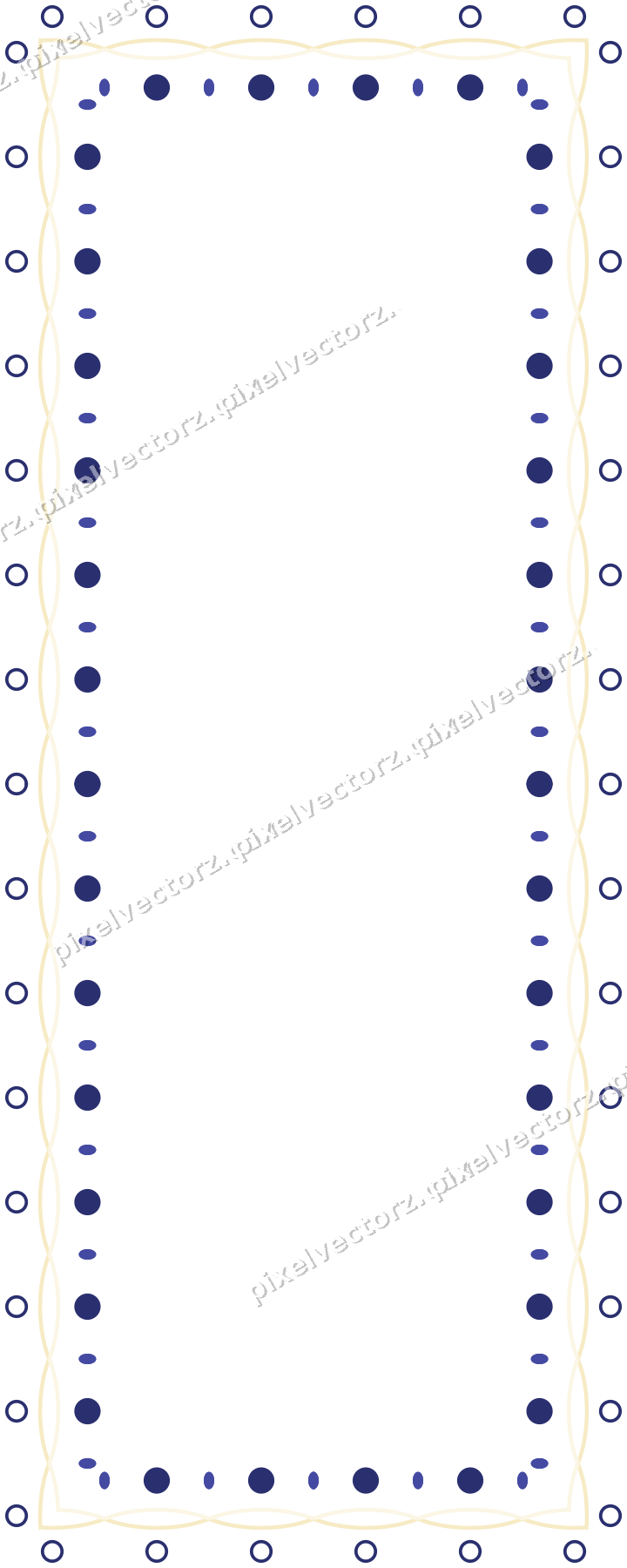 Decorative picture frame border in dark blue and amber with ring chain