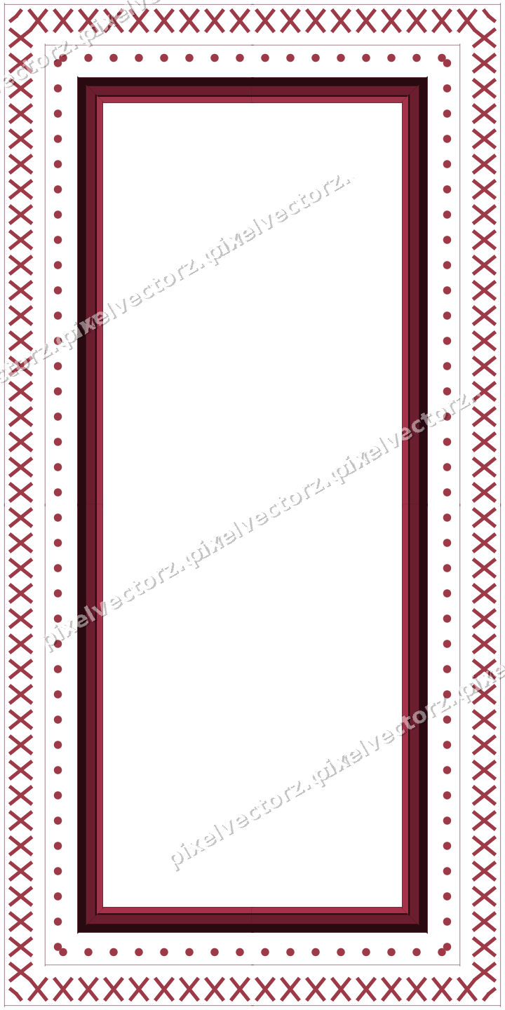 Decorative picture frame border in dark pink and red with dot row