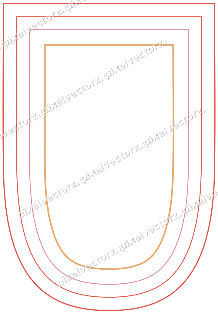 Decorative line art frame in red and orange with shield