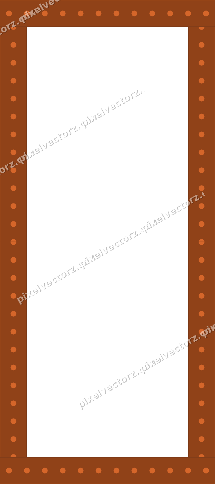 Decorative picture frame border in dark blue and orange with dot row