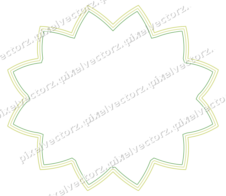 Decorative line art frame in lime and yellow with oval and zigzag edge