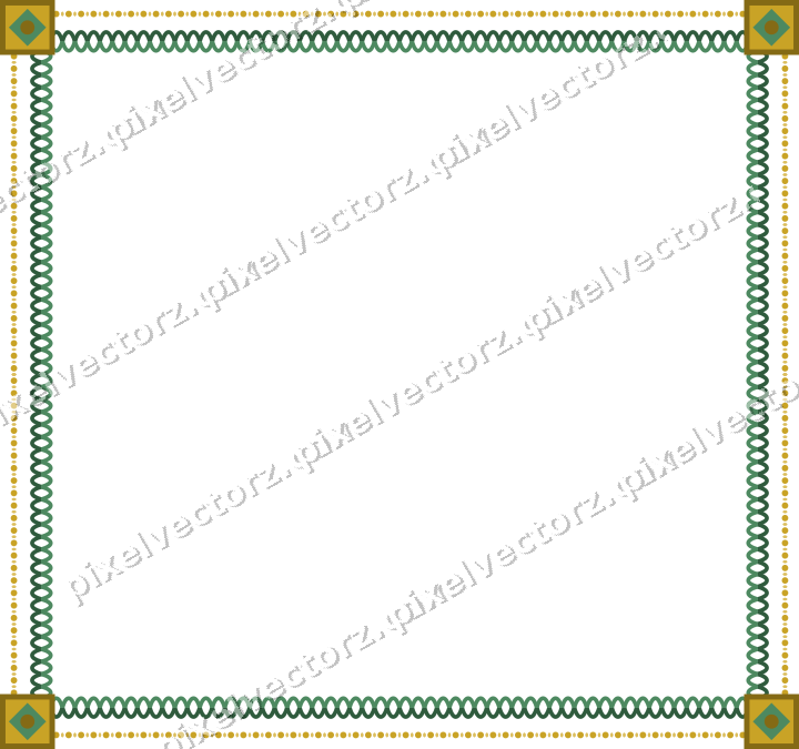 Decorative picture frame border in dark green with bead and reel