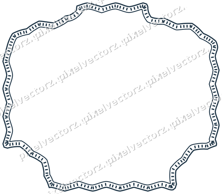 Decorative line art frame in orange and cyan with label plaque