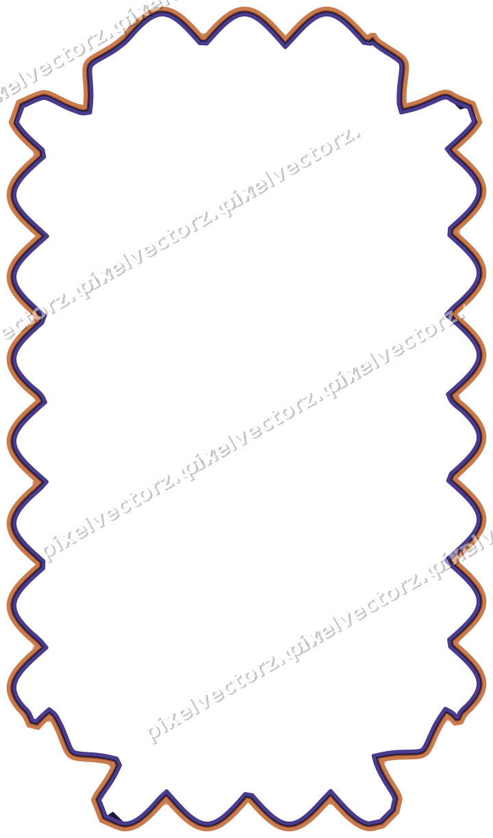 Decorative line art frame in orange and blue with label plaque