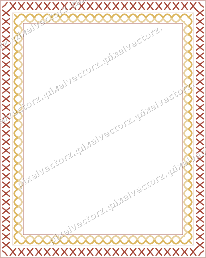 Decorative picture frame border in orange and amber with cross band