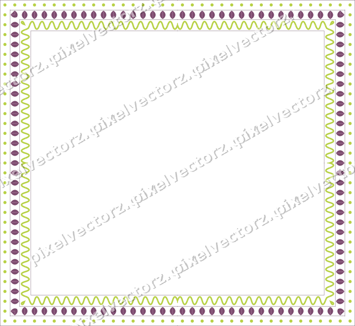 Decorative picture frame border in dark magenta and lime with dot row
