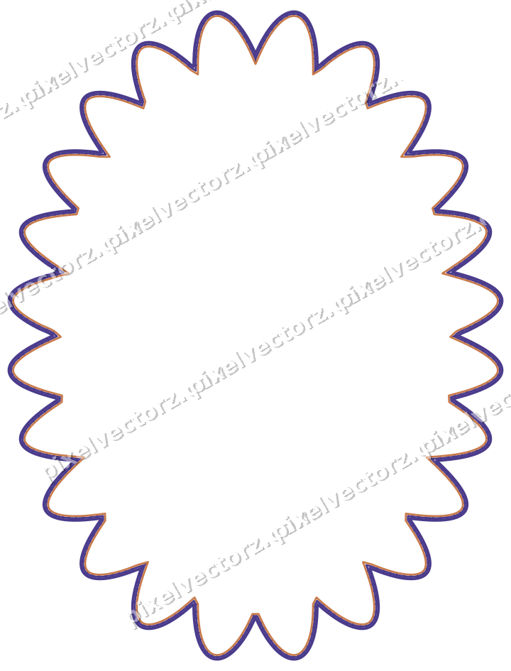 Decorative line art frame in orange and blue with oval