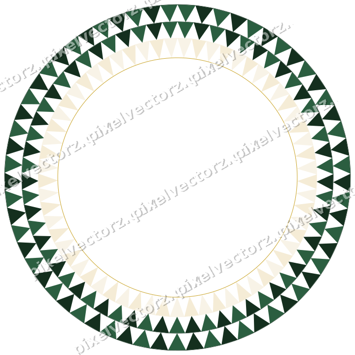 Decorative line art frame in dark green and amber with oval and dentil