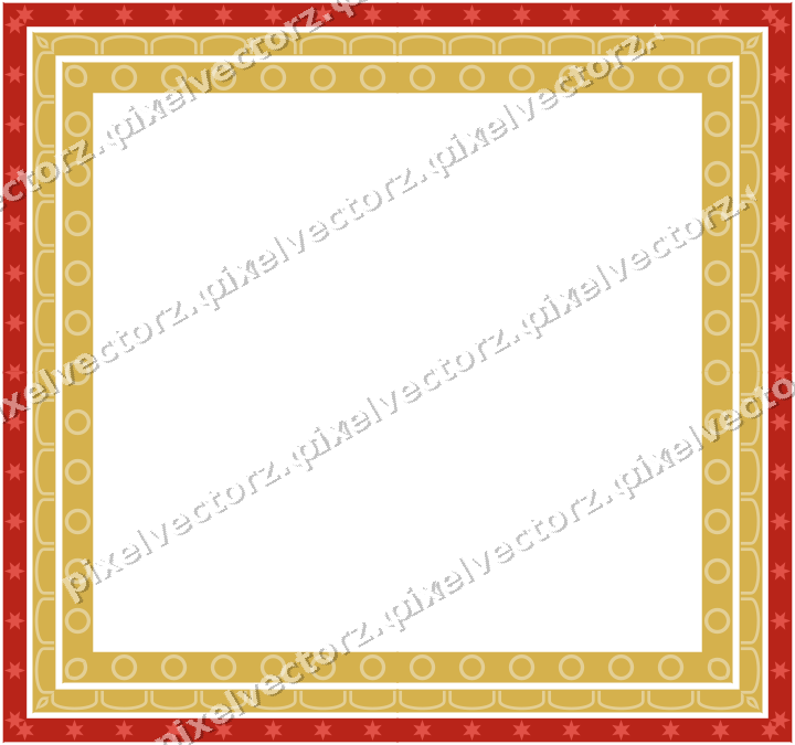 Decorative picture frame border in red and orange with star band