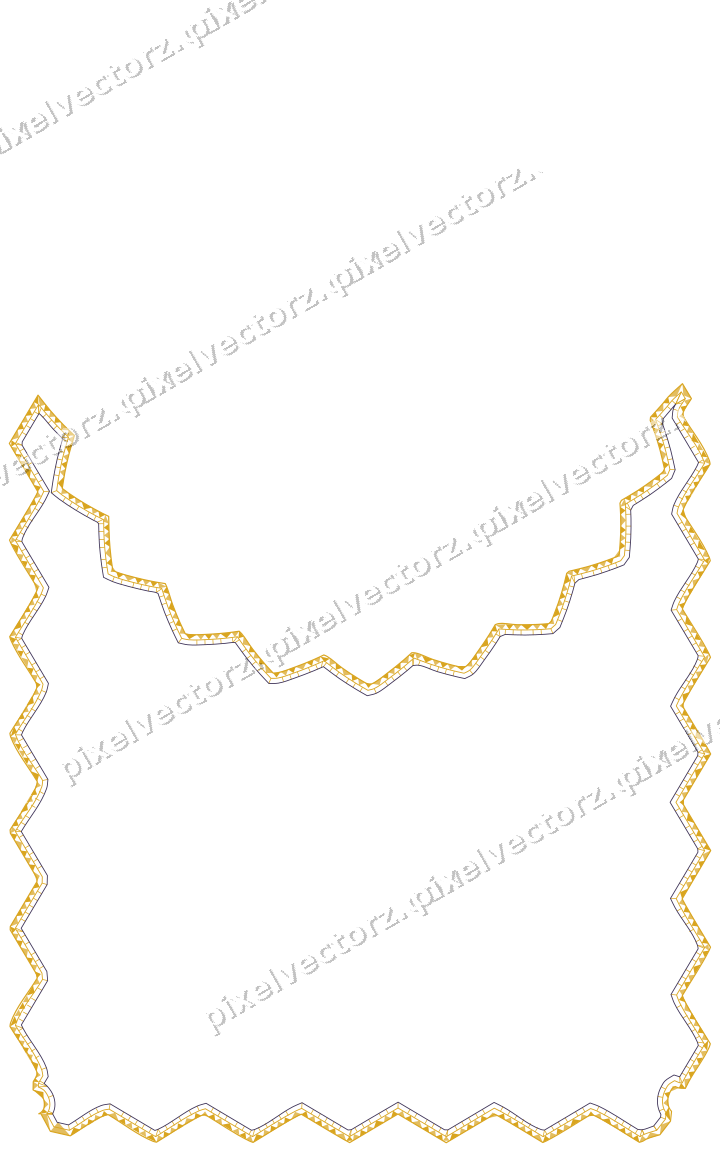 Decorative line art frame in amber and purple with label plaque