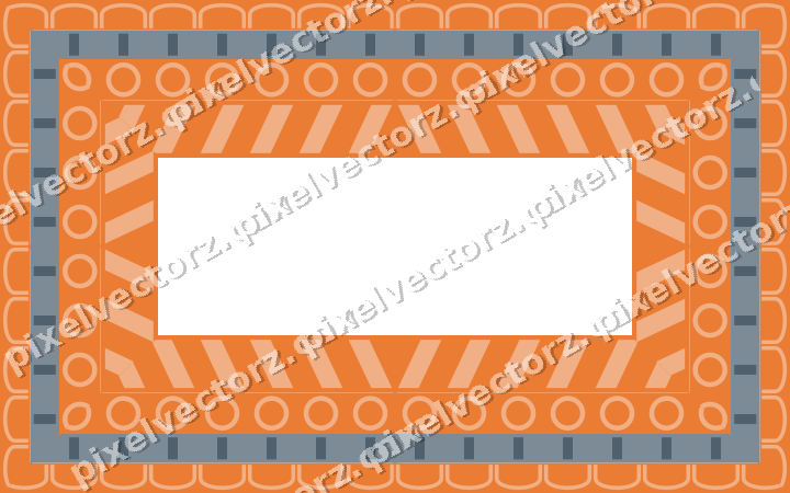 Decorative picture frame border in blue and orange with arcade frieze