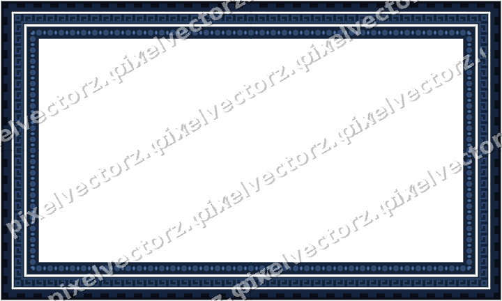 Decorative picture frame border in dark blue and amber with greek key