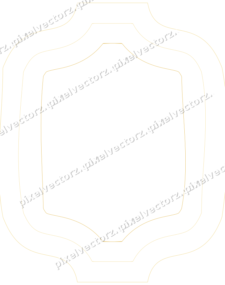 Decorative line art frame in amber and purple with label plaque